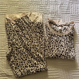 Victoria's Secret Kids Leopard Print Pajama Set - Cream & Black